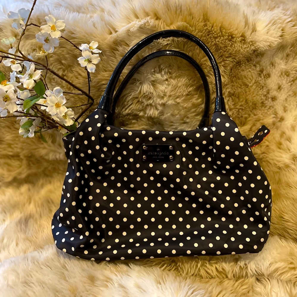 Kate Spade polka dot Stevie Nylon/Patent handbag